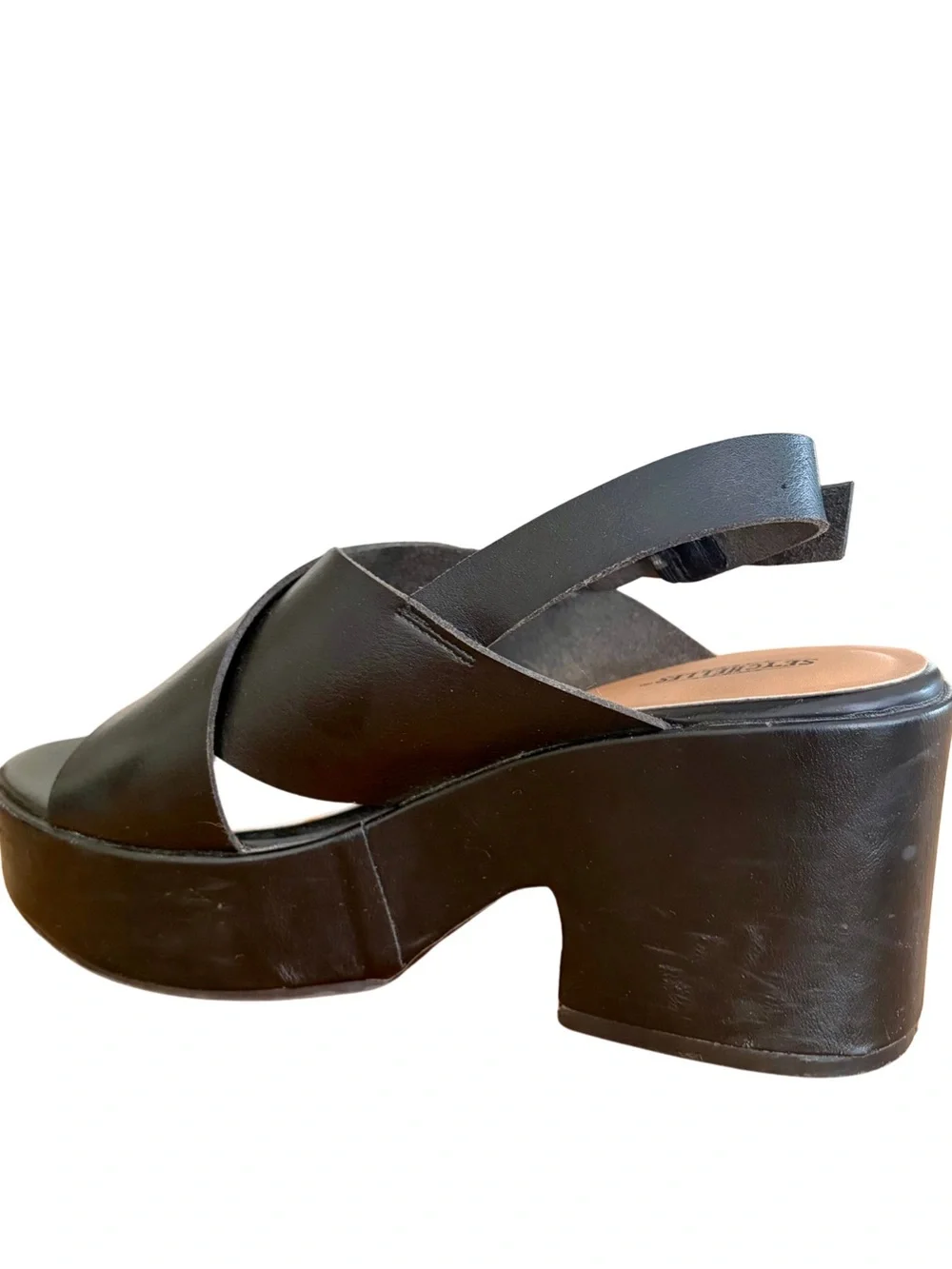 Seychelles Black Crisscross Platform Slingback Sandals Size 7.5